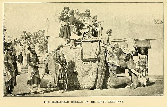 The Maharaja of Indore on his state elephant
