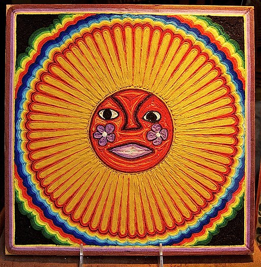 Huichol string art sun