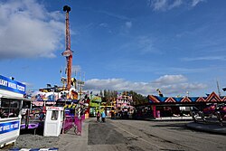 An overview of the fairground at the 2023 instalment of Hull Fair.