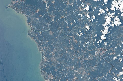 The western end of the Linggi River basin, as seen from space.