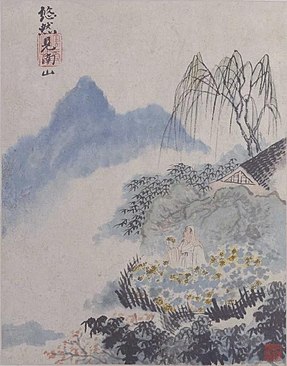 Illustrations in the Spirit of Tao Yuanming's Poems 02, Shitao (Zhu Ruoli, Buddhist name Yuanji, 1642-ca. 1707), Qing dynasty (1644-1911). Undated, album, ink and color on paper, 27 × 21.3 cm