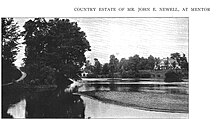 View of John E. Newell's estate house from across the pond @1903 Indian hill pond 1903.jpg