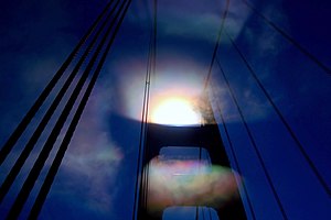 Iridescent fog at Golden Gate Bridge