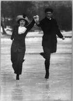 Thumbnail for File:Irving Brokaw and wife skating on Central Park Lake LCCN2004676513.tif