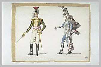 Costume de colonel général du dragon et de colonel général des hussards. Sacre de Napoléon, Paris, musée du Louvre.