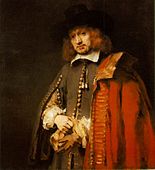 Portrait of the later mayor Jan Six, a wealthy friend of Rembrandt, 1654