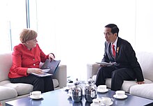 Joko Widodo and German Chancellor Angela Merkel, 18 April 2016 Joko Widodo met with Angela Merkel at German Chancellery in 2016.jpg