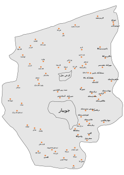 Juybar County map with villages