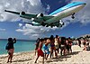 Yes, airplanes landing on SXM really get this close to sunbathers, but the 747 — or any four-engined plane — is unlikely to come here again any time soon