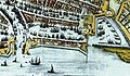 Haringvliet in 1652. Bovenaan de Nieuwehaven en de Groenendaalsgracht met rechts het dwarshaventje