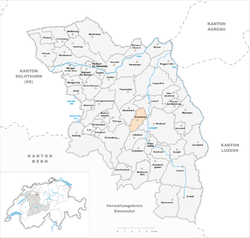 Harta e komunës Rütschelen në distriktin Oberaargau