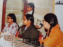 The Khaldikar sisters at Valletta, Chess Olympiad 1980 Khaldikar Schwestern 1980 Malta.JPG