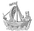 Representación medieval dunha coca co emblema de Stralsund