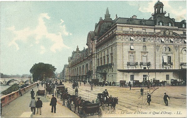 1909 postcard: "La Gare d'Orleans (the Gare d'Orsay) et Quai d'Orsay"