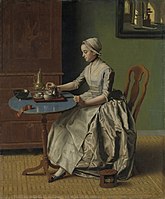 Νεαρή Ολλανδέζα στο πρωινό (περ. 1756), λάδι σε καμβά, Ρέικσμουζεουμ, Άμστερνταμ