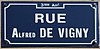Lyon 3e - Plaque de la rue Alfred de Vigny (recadré, redressé).jpg