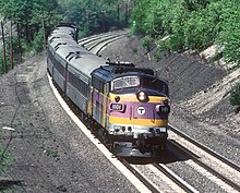 An Attleboro/Stoughton Line train in 1982 MBTA 1101 on the Northeast Corridor (1), June 1982.jpg