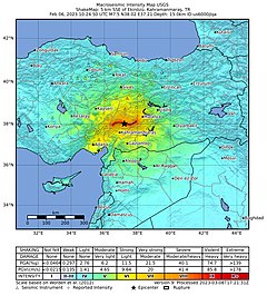 A magnitude do sismo na Turquia e Síria desenhada no mapa de