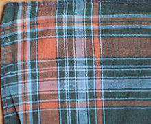 A handkerchief with a typical Madras pattern Madras-tissue01a.JPG