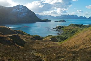 View of the Maiviken with Camp Peak (left) and Rocky Point (right of the center of the picture)