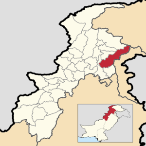 Posizione del distretto di Mansehra (incluso il distretto di Torghar) all'interno di Khyber Pakhtunkhwa prima del 2011