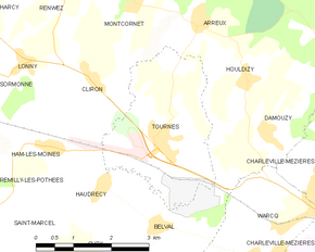 Poziția localității Tournes