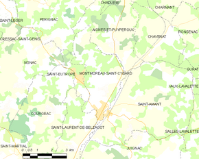 Poziția localității Montmoreau-Saint-Cybard