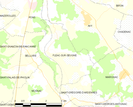 Mapa obce Fléac-sur-Seugne
