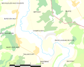 Mapa obce Champougny
