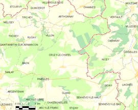 Mapa obce Cruzy-le-Châtel