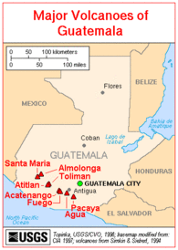 Major Volcanoes of Guatemala Map guatemala volcanoes.gif