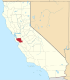 Harta statului California indicând comitatul Santa Clara
