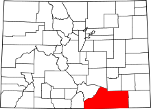 Map of Colorado highlighting Las Animas County.svg