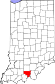 Harta statului Indiana indicând comitatul Crawford