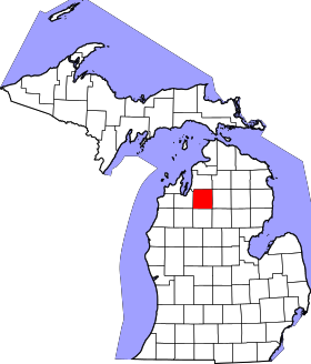 Map of Michigan highlighting Kalkaska County.svg