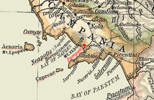 Map of Pompeii in Ancient Campania. William R. Shepherd (1911). Map of Pompeii in Roman Campania.png