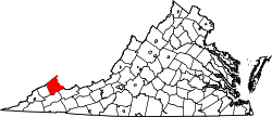 Karte von Buchanan County innerhalb von Virginia