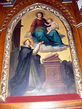 Madonna offering Saint Dominic rosary by August Palme, 1860
