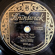 Record label for a 1924 recording by Marion Harris