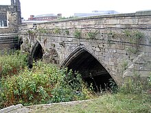 Pointed arches on the downstream side of the bridge Medieval Bridge, Kirkgate (1) - geograph.org.uk - 1518371.jpg