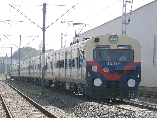 A MEMU train near Kollam MEMU Shed