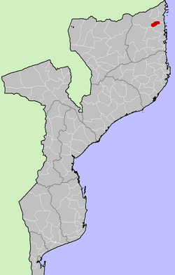 Ubicación del distrito en Mozambique