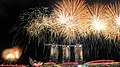 Image 31Fireworks over the Marina Bay skyline following the conclusion of the 2015 National Day Parade on 9 August 2015. (from History of Singapore)