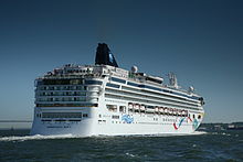 Norwegian Dawn, the de facto official ship of R Family Vacations. NYC Norwegian Dawn.jpg