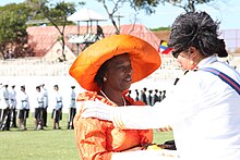 Governor-General Dame Louise Lake-Tack conferring honours at the Independence Day Parade, 2009 National Hero Award presented by Antigua and Barbuda Governor General.jpg