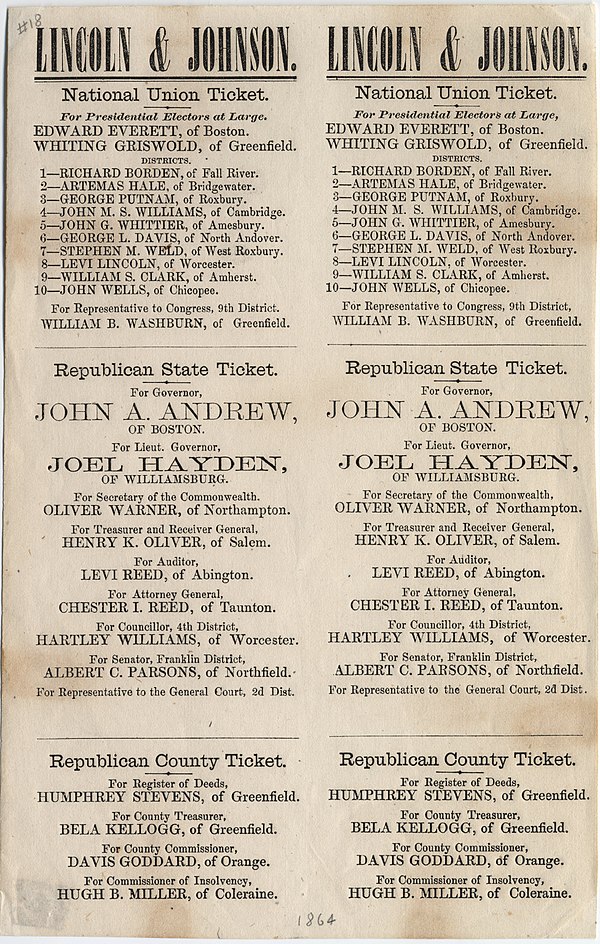 1864 ballot of the National Union Party (United States)