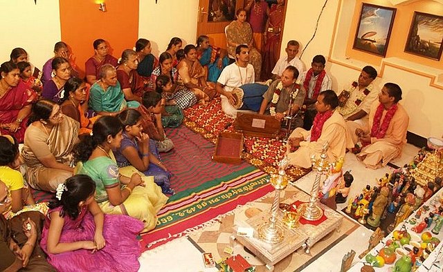 Bhajan in Coimbatore, Tamil Nadu, during Navratri Golu.