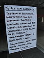 A closure notice in the window of the old branch of Bonmarché, in South Street, Newport, Isle of Wight. It closed along with the Peacocks store next door after the business entered administration. Although Peacocks was later re-opened, Bon Marche did not and is now a branch of Jane Norman.