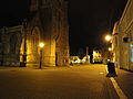 St Thomas' Square, Newport, Isle of Wight seen at night in the direction towards Pyle Street.