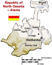 Kart over Nord-Ossetia
